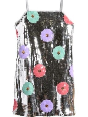 ✨NWT ✨ Nickie Lew Sequin Dress | Size 12 | Silver Multi Floral 🌸 Party Dress